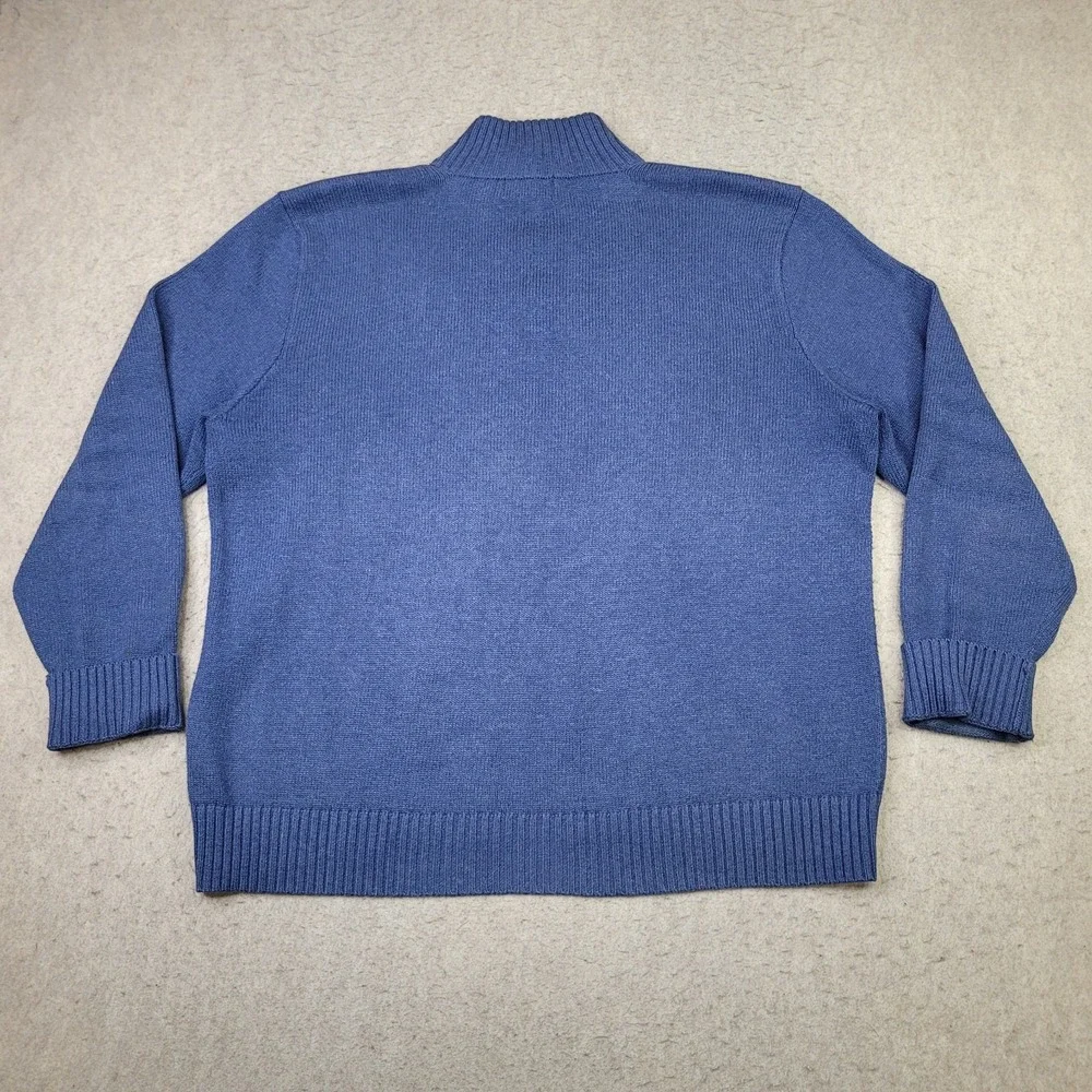 Polo Ralph Lauren Knit Pullover Sweater Men 2XL Blue 1/4 Button Mock Neck Preppy